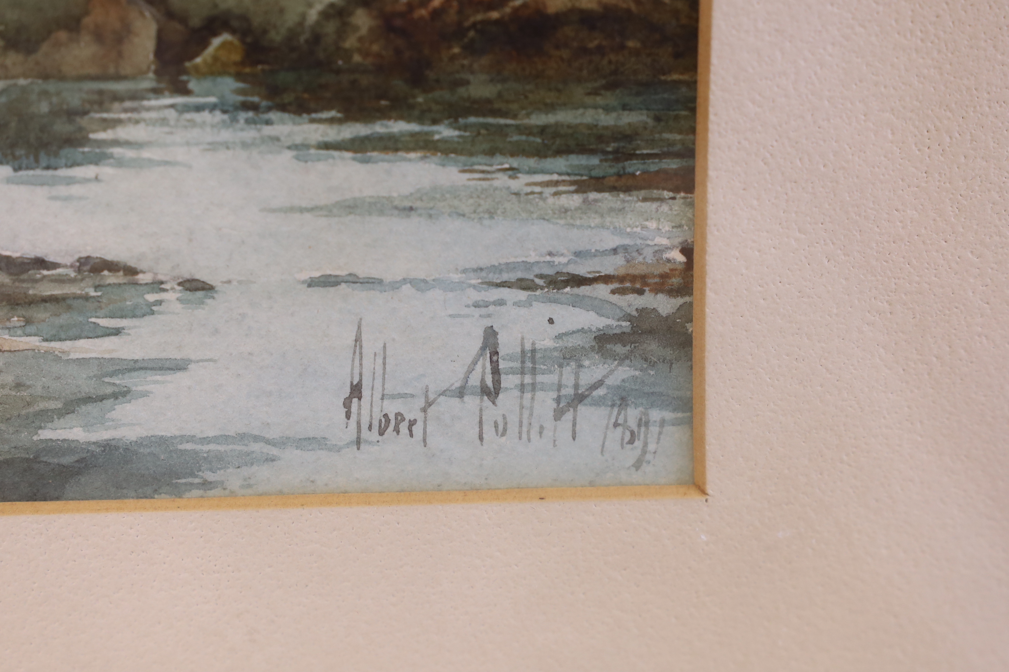 Albert Pollitt (1856-1926), watercolour, Sheep in a landscape, signed and dated 1891, 29 x 21cm